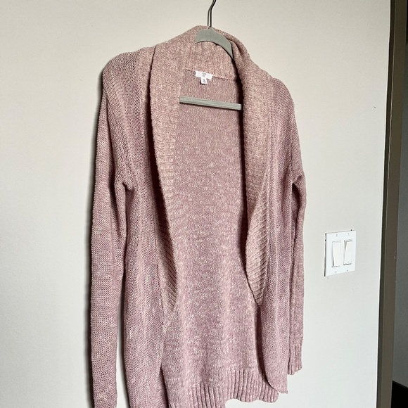 BP Nordstrom Lightweight Cotton Knit Open Front Shawl Cardigan Dusty Pink Sz XS - Picture 2 of 6
